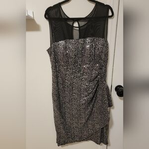 Black and Silver Sequin Dress